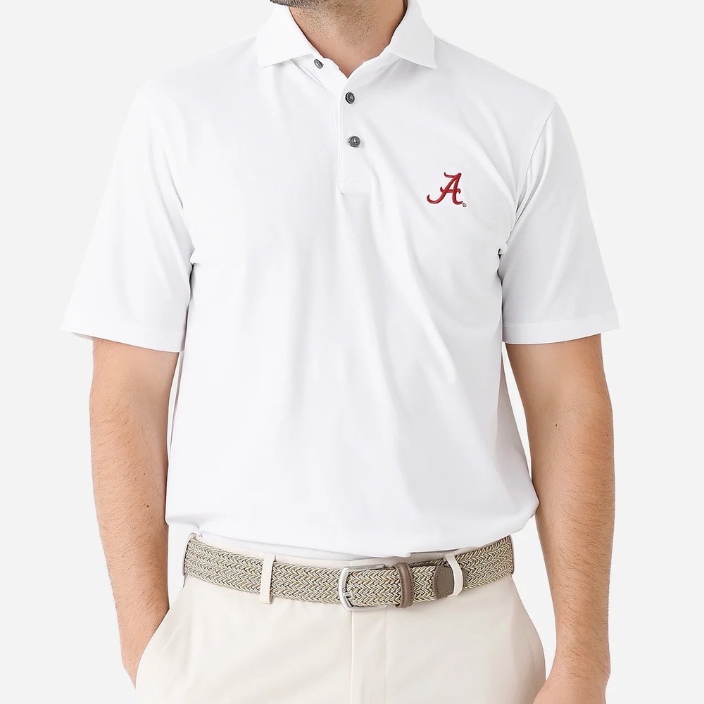 NWT‎ Greyson Omaha Polo Shirt White Alabama Crimson Tide Logo Embroidery M